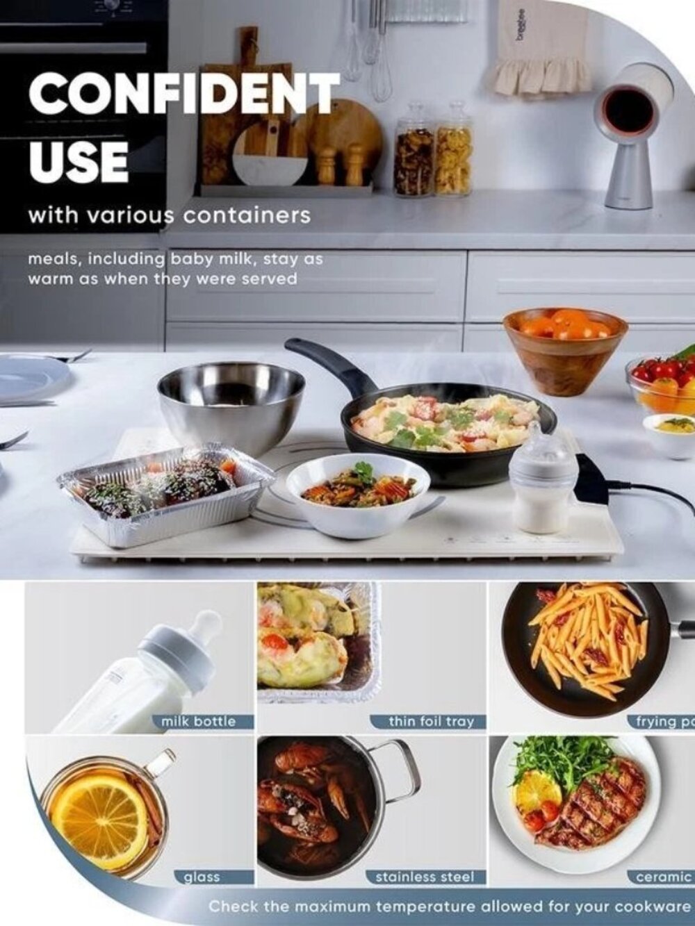 Electric Food Warming Mat Silicone Heating Tray
